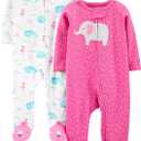 Simple Joys by Carter's Baby Girls' Cotton Footed Sleep and Play, Pack of 2