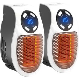 450W Space Heater, Remote Wall Outlet Electric Space Heater as Seen on TV with Adjustable Thermostat and Timer and Led Display, Compact for Office Dorm Room,2PC