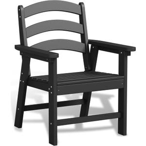 Patio Dining Chair, HDPE Outdoor Chairs with 385 lbs Weight Capacity, All Weather Fire Pit Chair for Porch, Pool, Deck, Backyard, Garden - Black (1 Set)