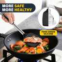 2 Pack Silicone Spatula Set, Solid & Slotted Turner for Non-Stick Pans, High Heat Resistant Silicone Spatula for Cooking, BPA-Free Stainless Steel Cooking Utensils for Fish, Eggs, Pancakes, Black