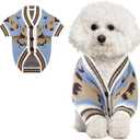 Dog Sweater Christmas Bear Dog Cardigan Clothes for Small Medium Dogs Boy Girl Puppy Cat Knitted Clothes Soft Puppy Sweaters Knitting Dogs Outfit Apparel Coat(Blue,L)