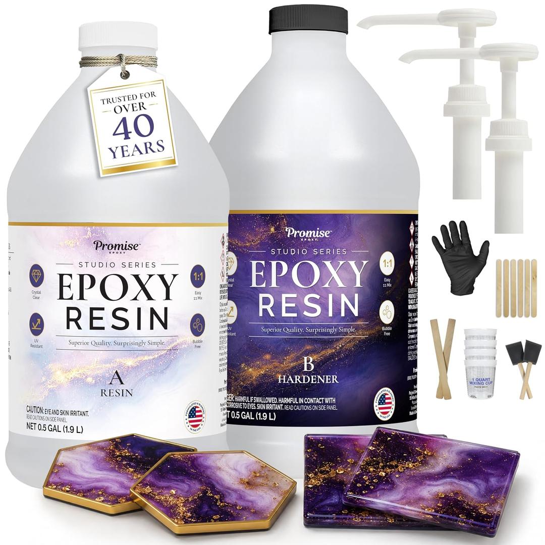Studio Series Epoxy Resin Kit 1 Gallon for Resin Arts &Crafts | Epoxy Resin for Artist - Crystal Clear, UV Resistant, Easy Bubble Release, Low Viscosity for Art, Jewelry, Coasters & Molds