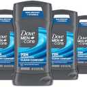 Dove Men+Care Antiperspirant Deodorant Stick Count of 4 Clean Comfort 72-Hour Sweat & Odor Protection Antiperspirant for Men With 1/4 Moisturizing Cream 2.7 oz