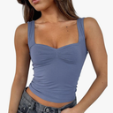 Women's Sleeveless Backless Crop Tank Top Sexy Pleated Bustier Sweetheart Neck Strappy Y2K Cami Cropped Tops M