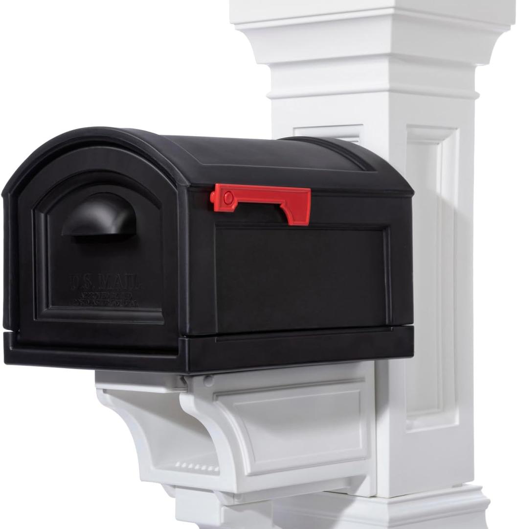 Step2 Town-to-Town XL Post-Mount Mailbox, Weather Resistant, Large Outdoor Mailboxes, Made of Durable Plastic, Easy to Install, USPS T4 Sized Mailbox, Flag Included, Onyx Black