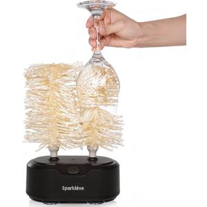 Home Glassware Polisher, World's First Affordable Spinning Glass Polisher, 600 RPM Dries, Polishes, All Glasses, Wine, Bar, Drinking, Wet/Dry, For Sparkling Glassware, Black, Classic Matte