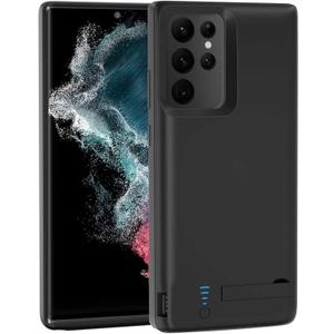 Fey Battery Case for Galaxy S22 Ultra, 5000mAh Rechargeable Batteri Charging Cases for Samsung Galaxy S22 Ultra 5G External Backup Power Bank Charger Cover,Extended Your Phone Life Black