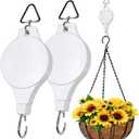 Adjustable Plant Pulley Hanger-2 Pack, Plant Pulley Retractable Hanger, Pully Hook for Hanging Garden Basket Pots, Bird Feeder Outdoor Heavy Duty (White-2Pcs-003)