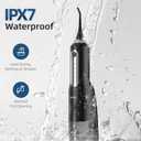Sejoy Cordless Water Flosser, Water Dental Flosser Electric Water Flossers for Teeth Portable Oral Irrigator Rechargeable for Home Travel Office, 270ML IPX7 Waterproof 5 Cleaning Modes and 8 Jet Tips (Black)