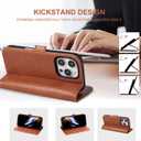 Case for iPhone 16 Pro Max 5G 2024-Genuine Leather Folio Wallet Magnetic Kickstand RFID Blocking Card Slots Shock-Absorbent Phone Cover Compatible with iPhone 16 Pro Max 6.9" (Brown)