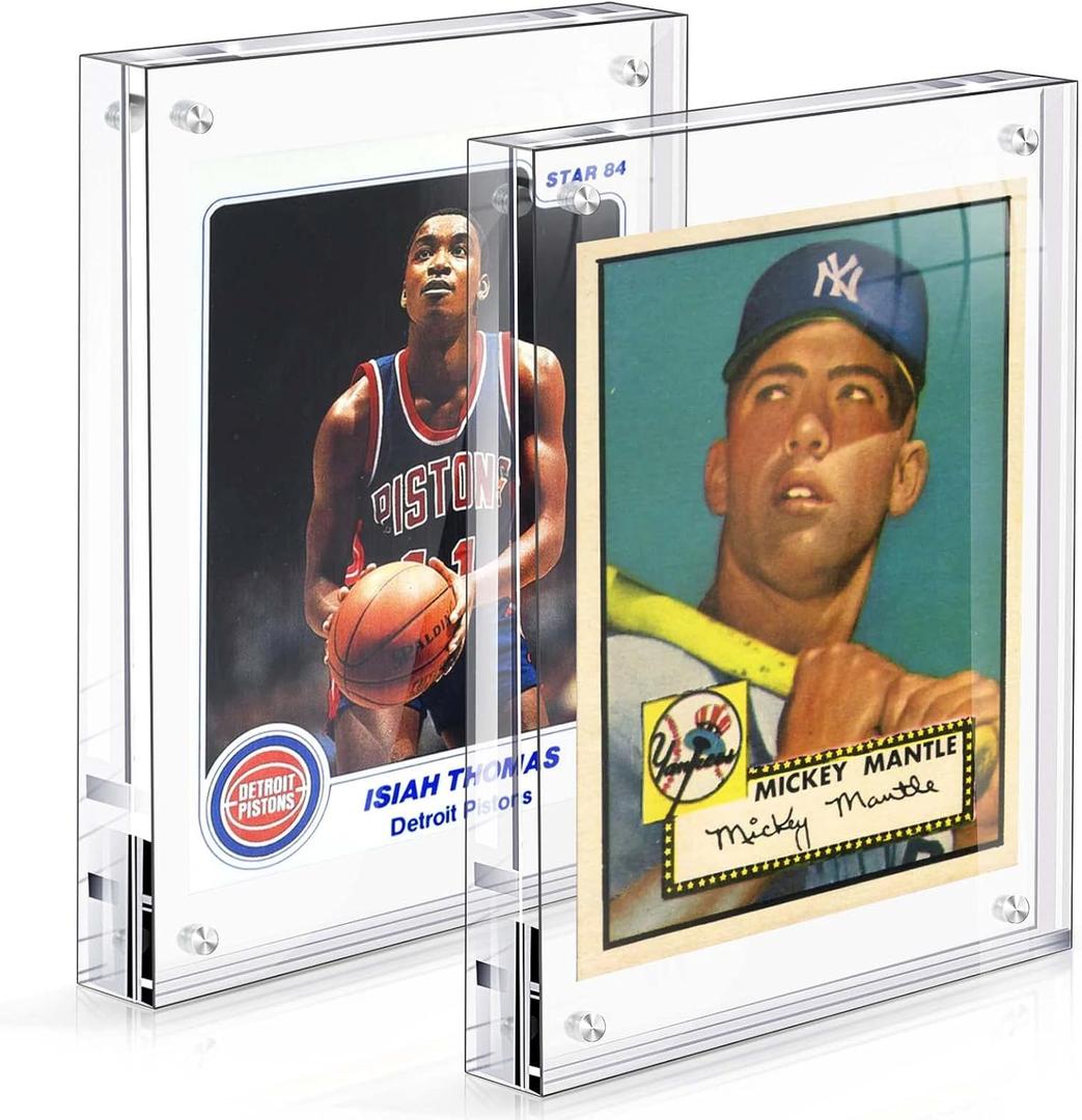 Acrylic Card Frame, Magnetic Trading Card Display Frames Desktop Display - 2 Sets Clear