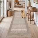 Ileading Laundry Room Runner Rug 2'x6' Non Slip Farmhouse Kitchen Floor Mats with Rubber Backing Machine Washable Beige Indoor Decor Carpet for Doormat Hallway Entryway Petmat Garage Balcony