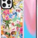 ChiCsFleur for iPhone 13 Pro Case, TPU Phone case with Camera Protection for Women Girls Teens - Colorful Tropical Coastal Collage Design Palm Colorful Hibiscus Disco Dog Starfish Lemon Y2K Aesthetic