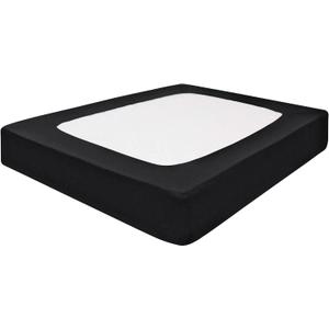 Black Box Spring Cover King Size - 100% Cotton Blend Elastic Wrap Around 4 Sides Fits King Size Beds, Soft, Washable - Bed Skirt Alternative Bed Frame Cover Black