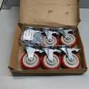 6 Pcs 4 Inch Heavy Duty Casters, (6 casters Load Capacity 3300 lbs) Lockable Swivel Bearing Caster with Brakes for Workbenches, Shelves, Carts, Etc.