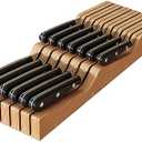 In-Drawer Knife Block Organizer - Bamboo Wood Drawer Knife Organizer-Protecting Knife Organizer Block (Not Included) (Natural, 13 Knives Dock)