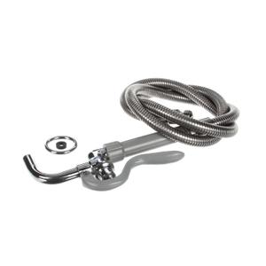 T&S Brass B-0102 Pot & Glass Filler, Plain End Curved Nozzle, 68-Inch Flexible Stainless Steel Hose