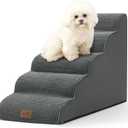 COZY KISS Dog Stairs for High Bed 22.6" H, Small Dog Step for Puppy, Older or Cat, Curved Ramp for Car, Ladder with High Density Foam, Lightweight, Durable, 15.7x33x22.6 inch, 5 Step, Charcoal Grey