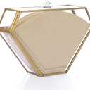 ELLDOO Gold Glass Coffee Filter Holder Coffee Paper Storage Container Filter Paper Dispenser Rack with Dustproof Cover