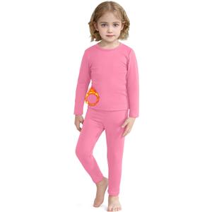 VZV 2T-6Y Toddler Thermal Set Thermal Underwear for Kids Fleece Lined Toddler Base Layer Long Johns for Kids Boys Girls (3T, Medium Pink)