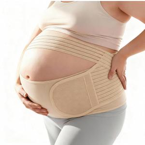 Plus Size Pregnancy Belly Band Extra Large Maternity Support Belt for Belly, Waist & Back Pain Relief Adjustable & Breathable Belly Band for 4XL Moms (Fits Waist 43"-59",Beige)