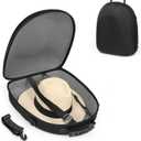 WOMACO Cowboy Hat Travel Box - Crushproof Hard Hat Carrier for Panama & Tweed Hats, Western Hat Holder for Home Storage and Organize with Handle, Shoulder Strap (Black, Medium)