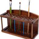 PH PandaHall 2-Tier Wood Paint Brush Holder 44-Slots Pen Display Stand Pencil Holder Rack Watercolor Brush Holding Rack Makeup Brush Organizer for Desk School Office Home Store Art Supply Storage