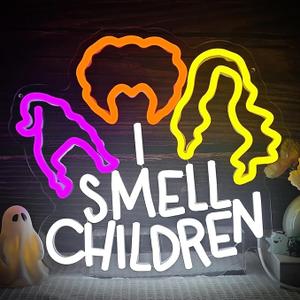 I smell children LED Neon Sign Dimmable Lamp Light Up Sign for Bedroom Coffee Shop Wall Decor Birthday Halloween Party Decoration