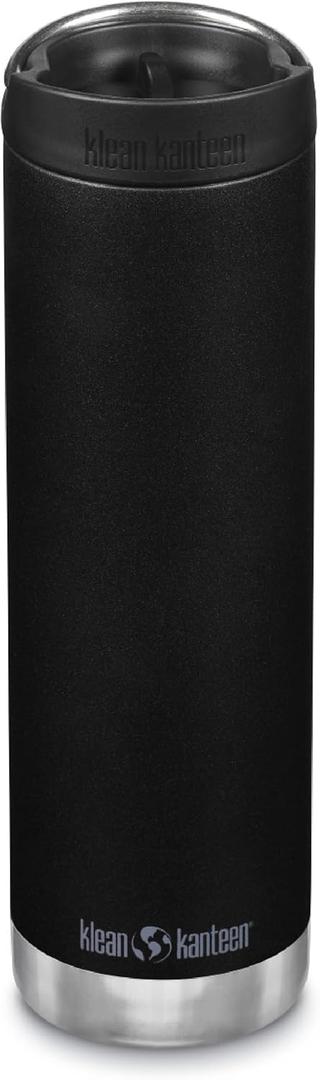 Klean Kanteen TKWide Insulated Coffee Tumbler with Cafe Cap - Stainless Steel & Thermal Tumbler - Black, 20 oz