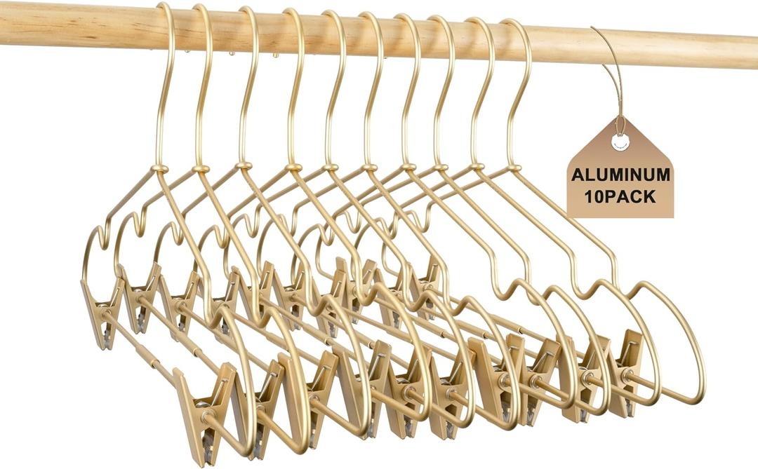 12.5" Gold Metal Baby Clothes Clips Hanger Children Kids Coat Hanger Display and Storage 10Pack