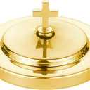 Sudbury Polished Brass Tone Bread Plate Communion Tray Cover, 6 1/2 Inch