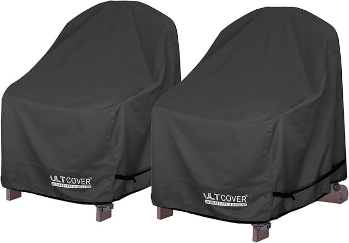 ULTCOVER Waterproof Patio Adirondack Chair Cover 2 Pack for Outdoor Chair Size Upto 32x34x34 (H) inch, Black