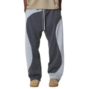 ZAFUL Men's Baggy Sweatpants Color Block Irregular Patchwork Drawstring Sweatpants Casual Wide Leg Lounge Pants(1-Grey, S) (Gray, S)