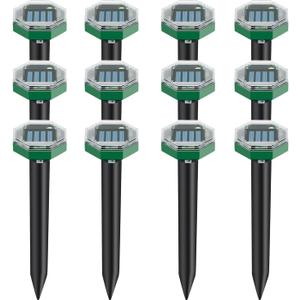 Solar Powered Mole Deterrent 12 Pack - Outdoor Garden & Lawn Protection Device, Weatherproof Design for Effective Mole Activity Reduction, Easy Installation