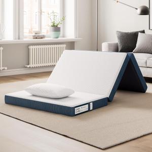 LINSY LIVING Folding Mattress, 4 Inch Trifold Mattress with Washable Tencel Cover, Twin XL Memory Foam Mattess, Foldable & Portable, Easy Storage Sofa Bed, Twin XL Size, 80" * 38"