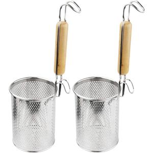 MyLifeUNIT Pasta Strainer, 2 Pack Stainless Steel Mesh Spider Strainer for Pasta, Noodle, Dumpling (4.54"D x 6.1"H)