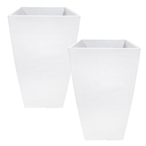 RUBBER BOND Plastic Plant Pots 2 Pack - Modern Indoor/Outdoor Planters for Home Decor - Weather-Resistant Large Flower Pots - Lightweight 22 Inches Tall Planters