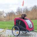 TRIXIE Large Dog Bike Trailer - Foldable Pet Bicycle Trailer for Dogs up to 66lbs Features Quick Fastening Wheels, 2 Doors, Safety Leash & Waterproof Carrier - 64 x 31 x 32.5in - Black/Red