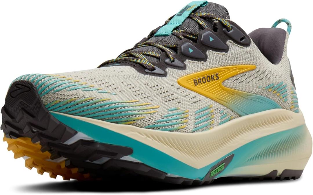 Brooks Men's Ghost Trail, Off-Road Running Shoe for Rugged Terrain - Bleached Sand/ Rabbit/ Bluefish - 11.5 Medium