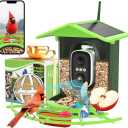 Bird Feeder with Camera, Smart AI Auto Identify Capture Birds, 2K HD Live Video, Solar Powered Ideal Gift for Bird Lover Instant Watching