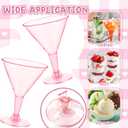 50 Pack Plastic Martini Glasses,7 oz Clear Disposable Cocktail Cups,Reusable Tall Stemmed Wine Shooter Glasses for Party Wine,Champagne,Margarita(Pink)