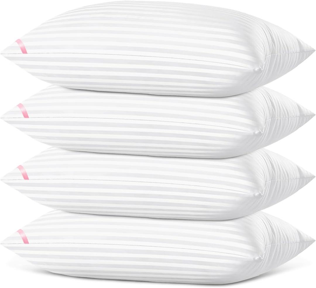 EIUE Bed Pillows for Sleeping 4 PackPillows for Side and Back Sleepers,Super Soft Down Alternative Microfiber Filled Pillows (White, Queen (Pack of 4))