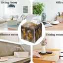 Grace Yonks Christmas Tissue Box Cover Square, Golden Stockings Hanging Design Cube Case for Facial Tissues, 5.2" PU Leather. (098)