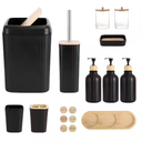 Black Bathroom Accessories Set 17PCS Bathroom Set with 3PCS Soap Dispenser Bathroom Accessory Set Black Trash Can for Bathroom Decor