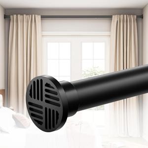 Extra Long Tension Curtain Rod No Drill by EZFurni, 82123 Inch Heavy Duty Tension Rod with Lock-In Stability, Spring-Loaded Non-Slip Secure Hold for Shower, Window, Patio, 1.26" Diameter, Black