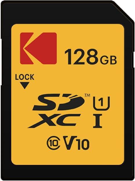 Kodak SDXC Card 128GB UHSI U1 V10 Premium, up to 85MB/s Read Speed, for Full HD Video and HighResolution Pictures, Compatible with SDXC Standard  EKMSD128GXC10K