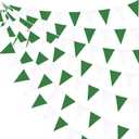 32Ft Green and White Banner Party Decorations Triangle Flag Fabric Banner Cotton Pennant Bunting Garland for Christmas Wedding Birthday Home Nursery Outdoor Garden Masters Golf Party Decoration