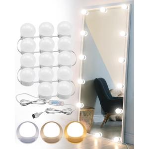 LED Vanity Lights - Adjustable Color Temp & Brightness,14 Dimmable Bulbs for Dressing Mirror Lighting