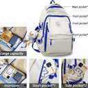 Teclado Kawaii Backpack with Cute Accessories Lightweight Bookbags Laptop Bag Waterproof Casual Travel Daypacks (Black)