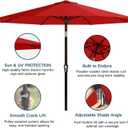 9' Solar LED Patio Umbrella with Tilt & Crank|8 Sturdy Ribs,UV Protection,Outdoor Market Table Umbrella for Deck,Lawn,Pool,Backyard (Red)